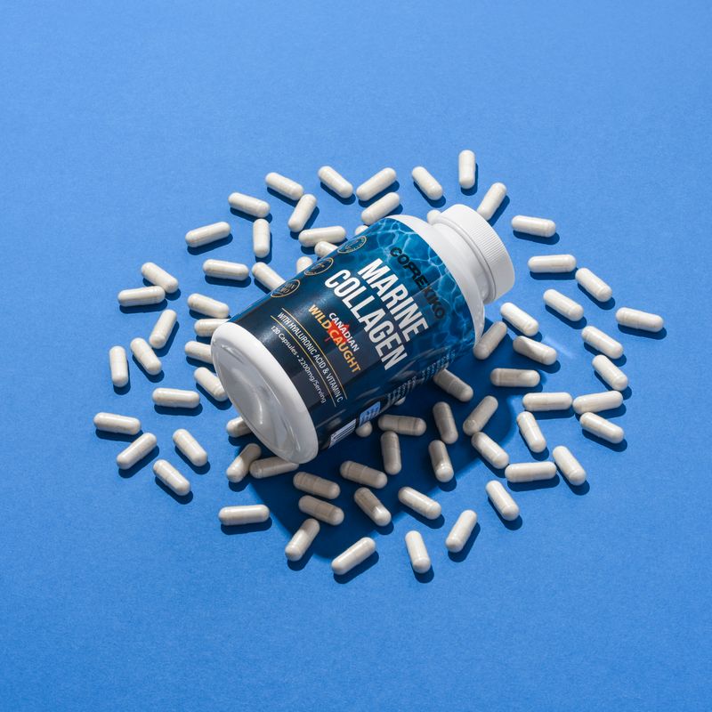 Colágeno hidrolizado vitamina C cápsulas suplemento
