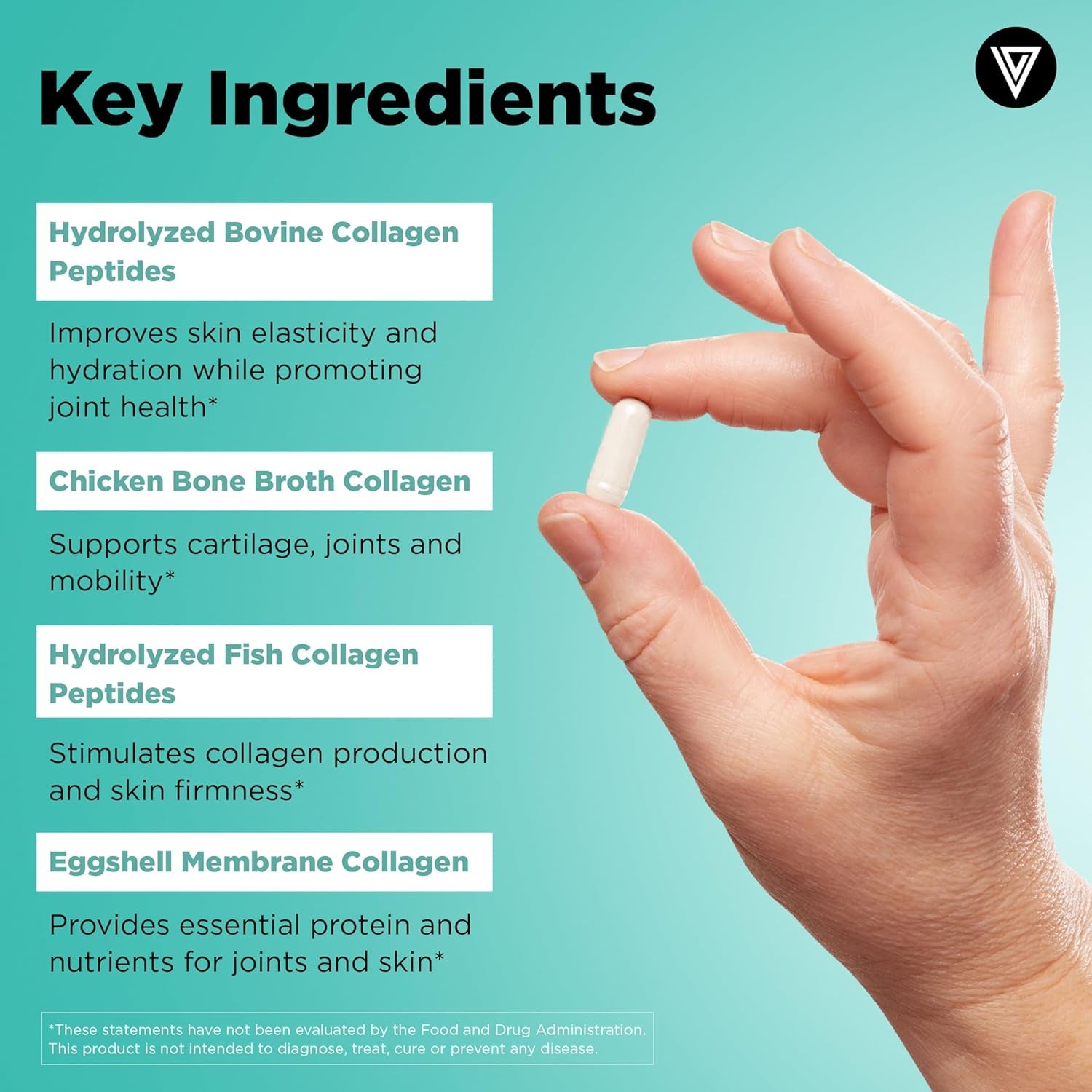Multi Collagen for Women & Men - Type I, II, III, V, X - Grass Fed, Non-Gmo - 150 Capsules