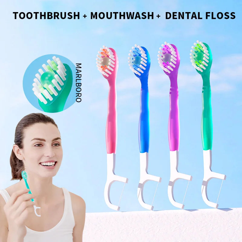 Portable 5-In-1 Toothbrush Dental Floss 8/16Pcs for Oral Cleani Ng, Disposable Toothbrush for Adults on -Business Trips