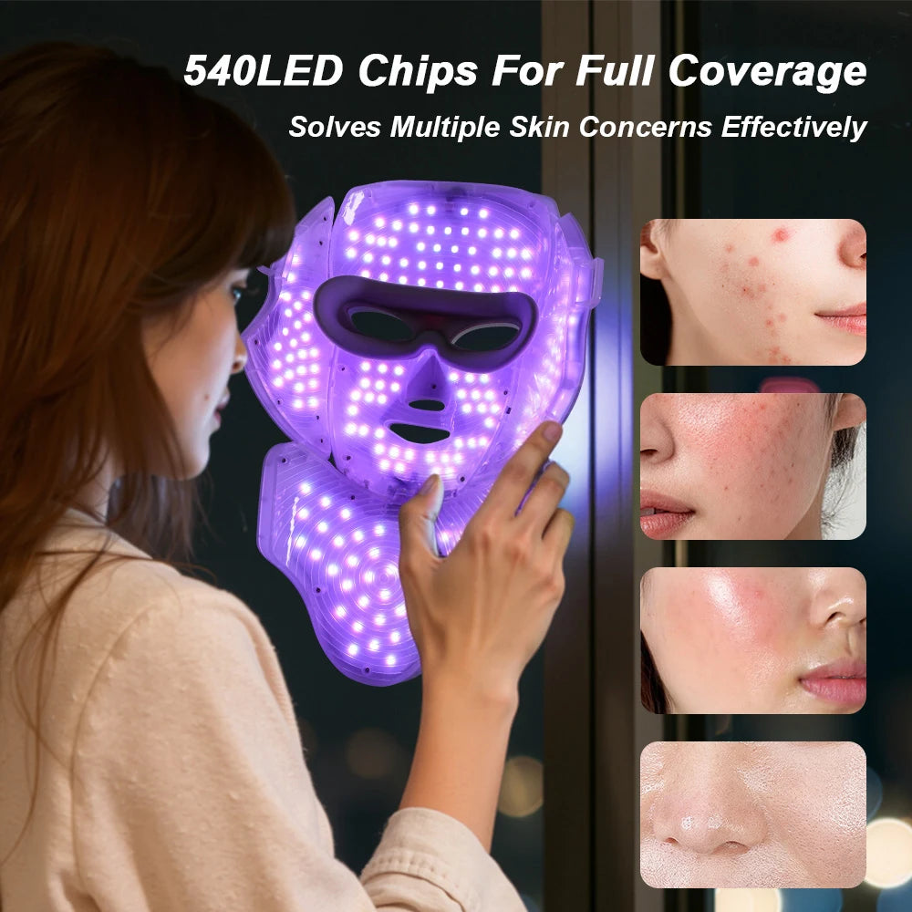Wireless 7 Colors LED Face Neck Beauty Mask Removable Buckle Design Skin Firming Brightening Rejuvenation anti Aging Skin Care