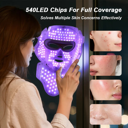 Wireless 7 Colors LED Face Neck Beauty Mask Removable Buckle Design Skin Firming Brightening Rejuvenation anti Aging Skin Care