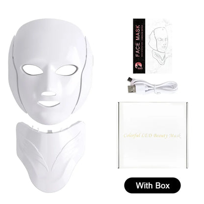 Wireless 7 Colors LED Face Neck Beauty Mask Removable Buckle Design Skin Firming Brightening Rejuvenation anti Aging Skin Care