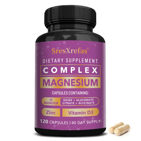 Magnesium Complex Capsules - Support Muscle, Bone, Heart Health, Improve Sleep, Stress & Anxiety Relief, Promote Brain Health