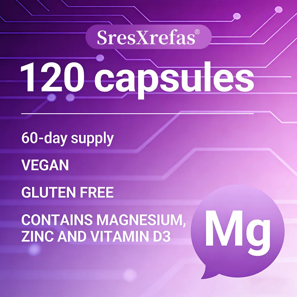 Magnesium Complex Capsules - Support Muscle, Bone, Heart Health, Improve Sleep, Stress & Anxiety Relief, Promote Brain Health