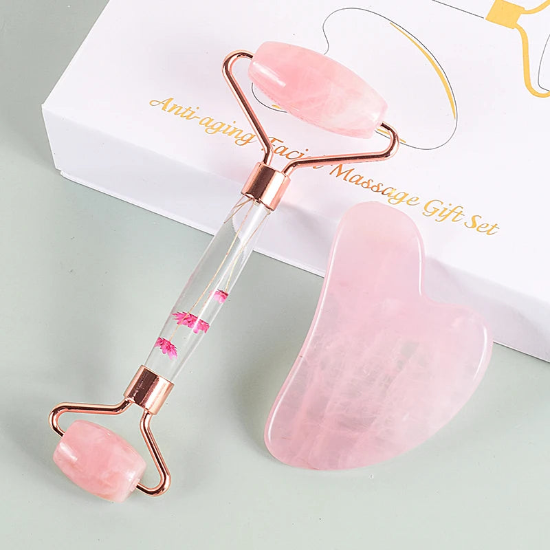 Gua sha rosa cuarzo skincare