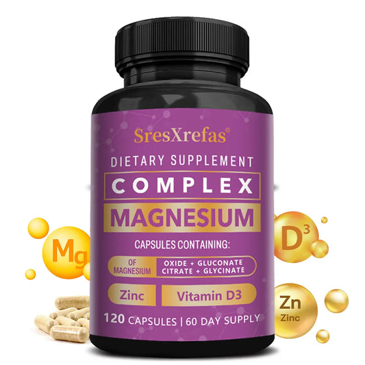 Magnesium Complex Capsules - Support Muscle, Bone, Heart Health, Improve Sleep, Stress & Anxiety Relief, Promote Brain Health