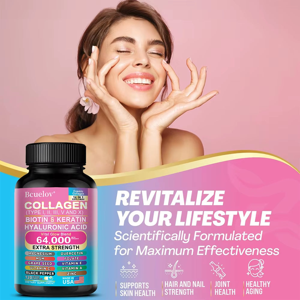 Collagen Peptide Supplement, Anti-Aging, Youthful Glow, Skin Elasticity, Strong Joints, Healthy Hair Growth, Healthy Nails