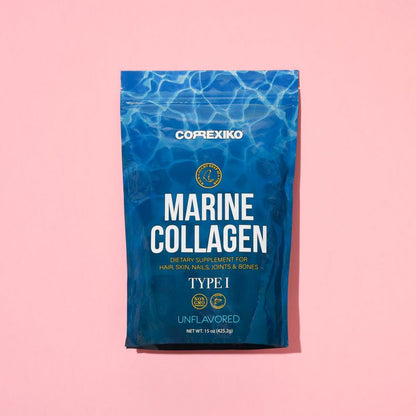 Collagen supplement product pink background
